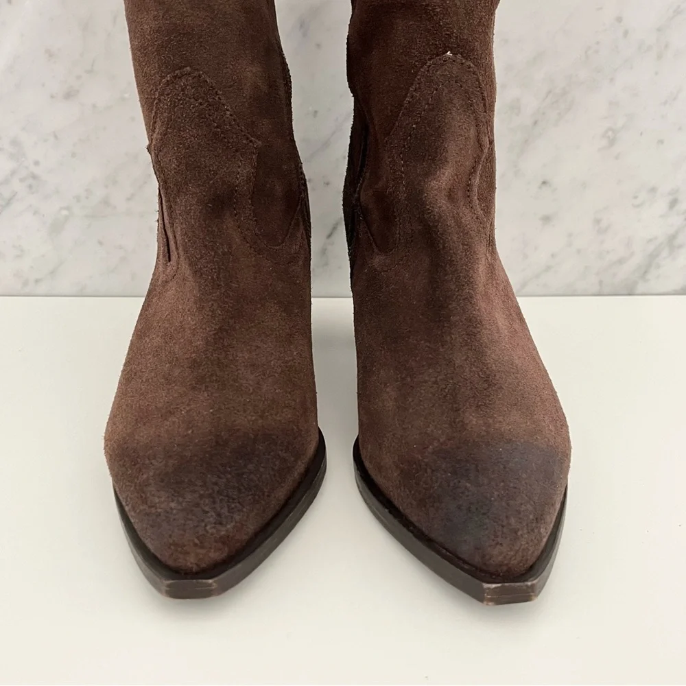 NEW Frye Women's June Over the Knee Brown Suede Boots 7 Boho Festival Chunky